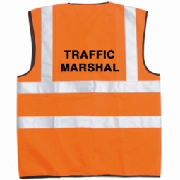 Pre-Printed TRAFFIC MARSHAL Hi-Vis Waistcoat Orange