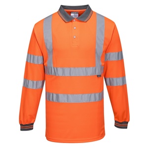 S277 Hi Vis Long Sleeve Polo Shirt Orange