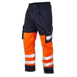 Leo CT01-O/NB Bideford Cargo Trouser Short Leg Orange/Navy