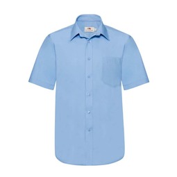 65116 Mens Short Sleeve Poplin Shirt Mid Blue
